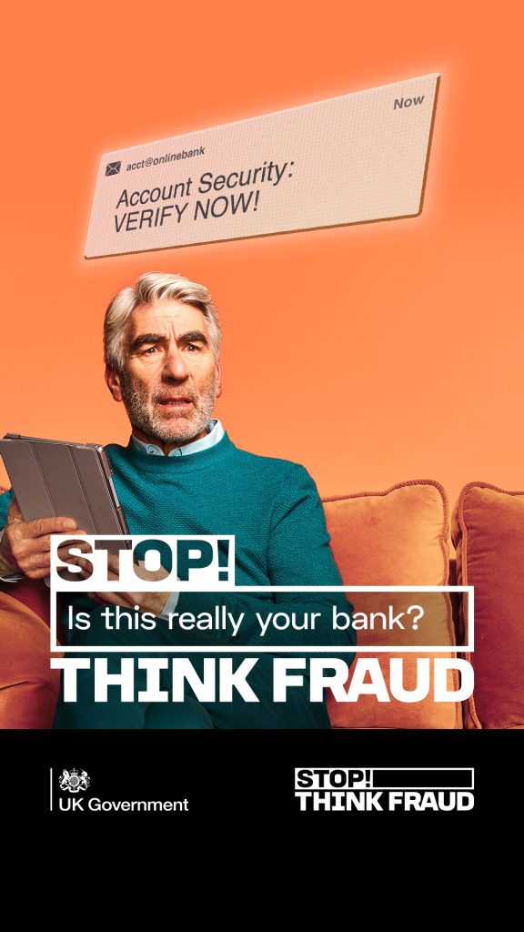 A poster from the Stop! Think Fraud campaign by the UK government.