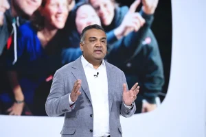 YouTube CEO Neal Mohan speaks onstage about Veo at Made on YouTube at Pier 57 on September 18, 2024 in New York City. (Photo by Dave Kotinsky/Getty Images for Made on YouTube 2024)