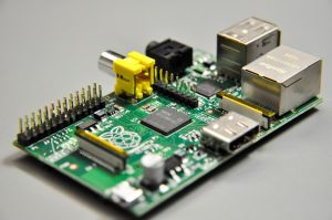 Raspberry Pi Model B. This is the first generation Raspberry Pi, a cost-efficient solution to hardware developers and students